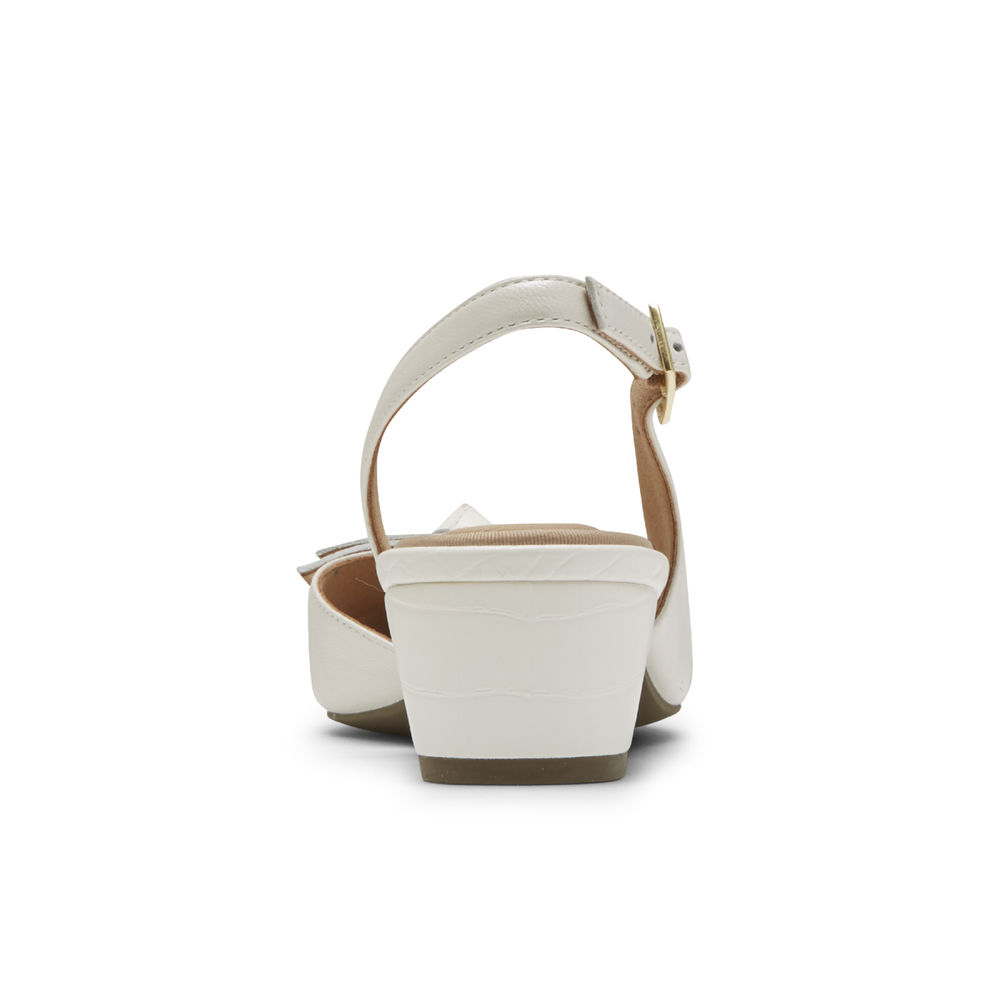 Rockport Singapore Womens Heels - Total Motion Gracie Bow Slingback White - IY0537691